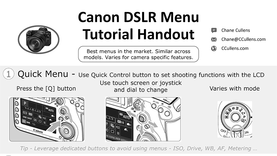 Canon DSLR Menu Tutorial Handout – NECCC Photo Conference