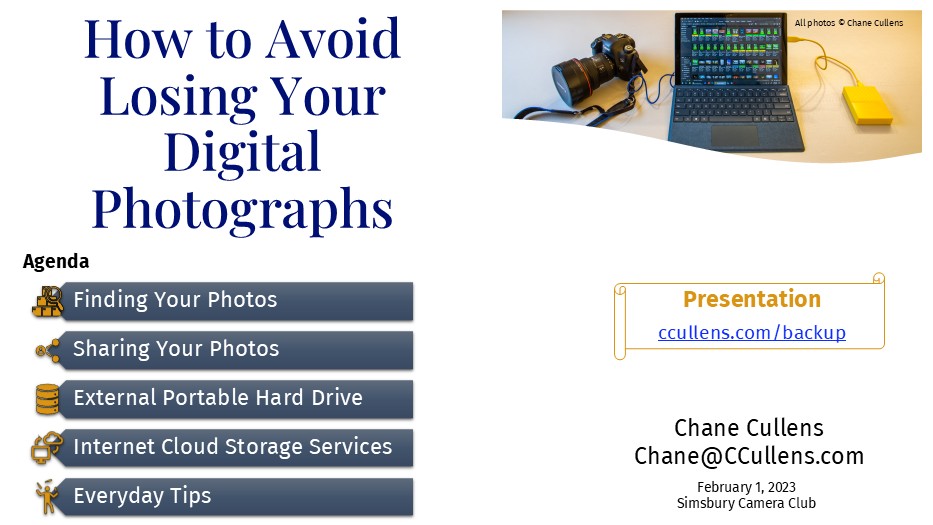 How to Avoid Losing Your Digital Photographs for Simsbury Camera Club