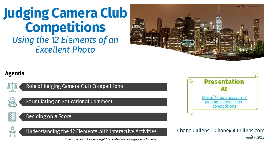 Judging Camera Club Competitions Using the Elements of an Excellent Photo for NECCC